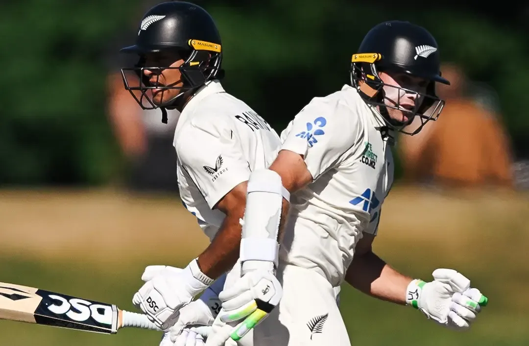 How did Rachin and Latham's centuries secure NZ a 481-run lead over WI at stumps on Day 3?