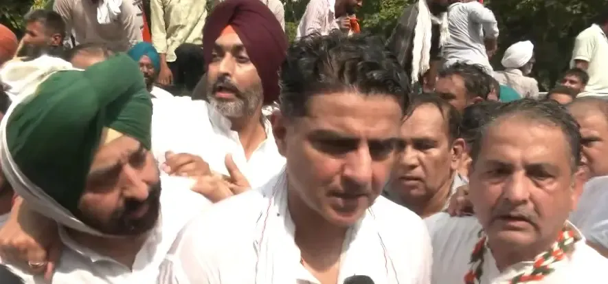 Sachin Pilot leads Congress protest in Punjab, demands Finance Minister Cheema's resignation
