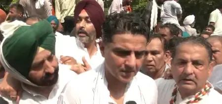 Sachin Pilot leads Congress protest in Punjab, demands Finance Minister Cheema's resignation