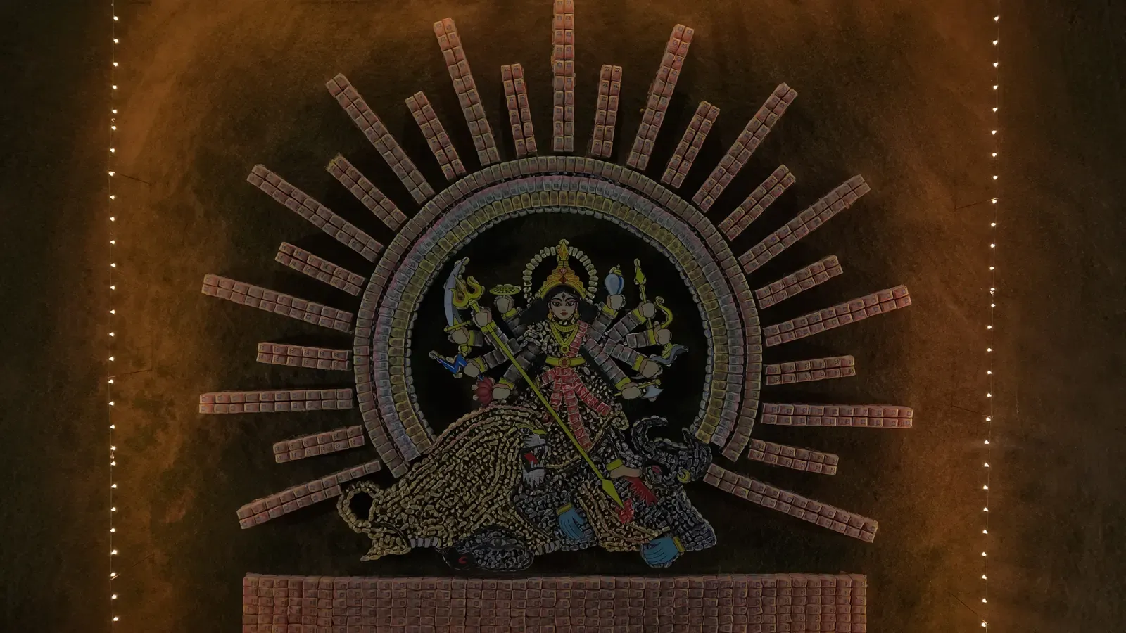 Adani Cement builds 70-ft Maa Durga tribute using 15,000 cement bags at Kymore plant