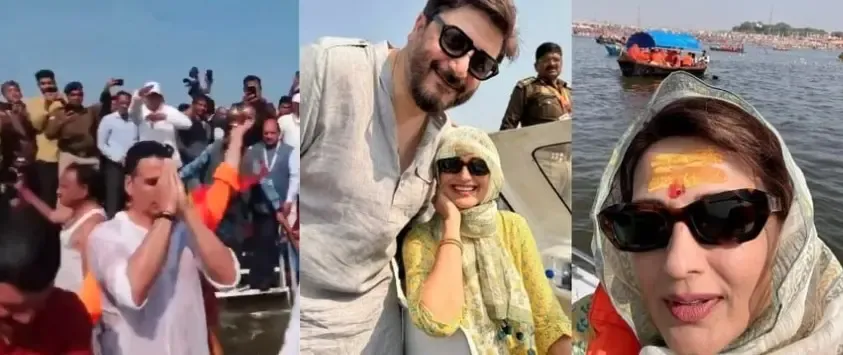 Akshay Kumar Dips into Sangam, Applauds Maha Kumbh Arrangements; Sonali Bendre Spotted