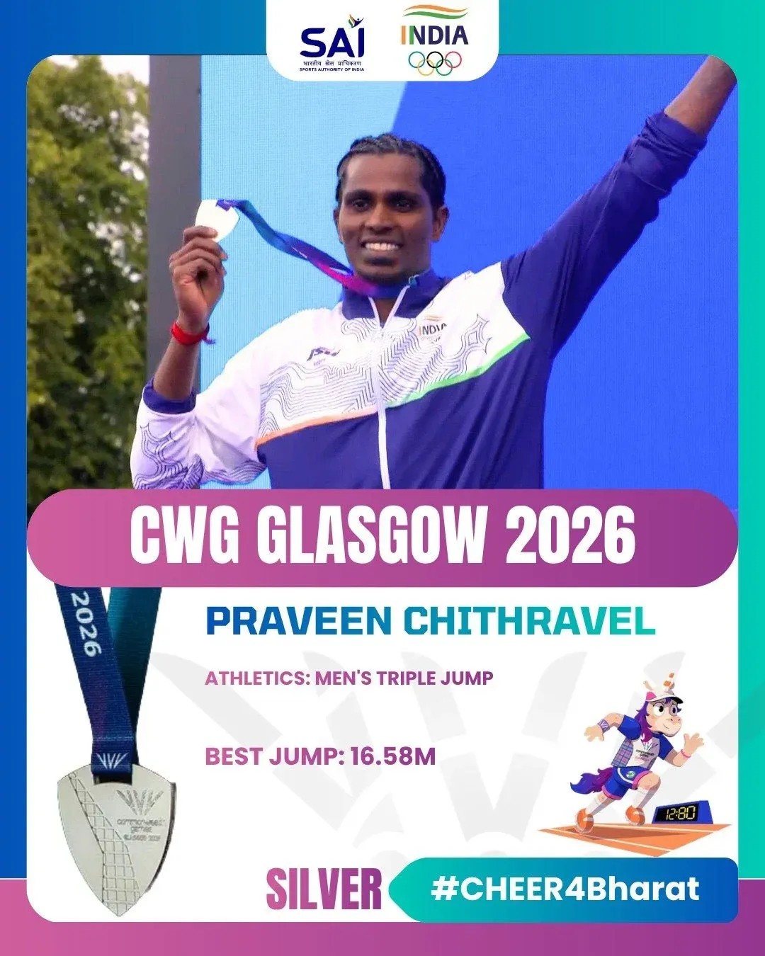 Amit Shah hails India's double medals in Men's Triple Jump at CWG 2026