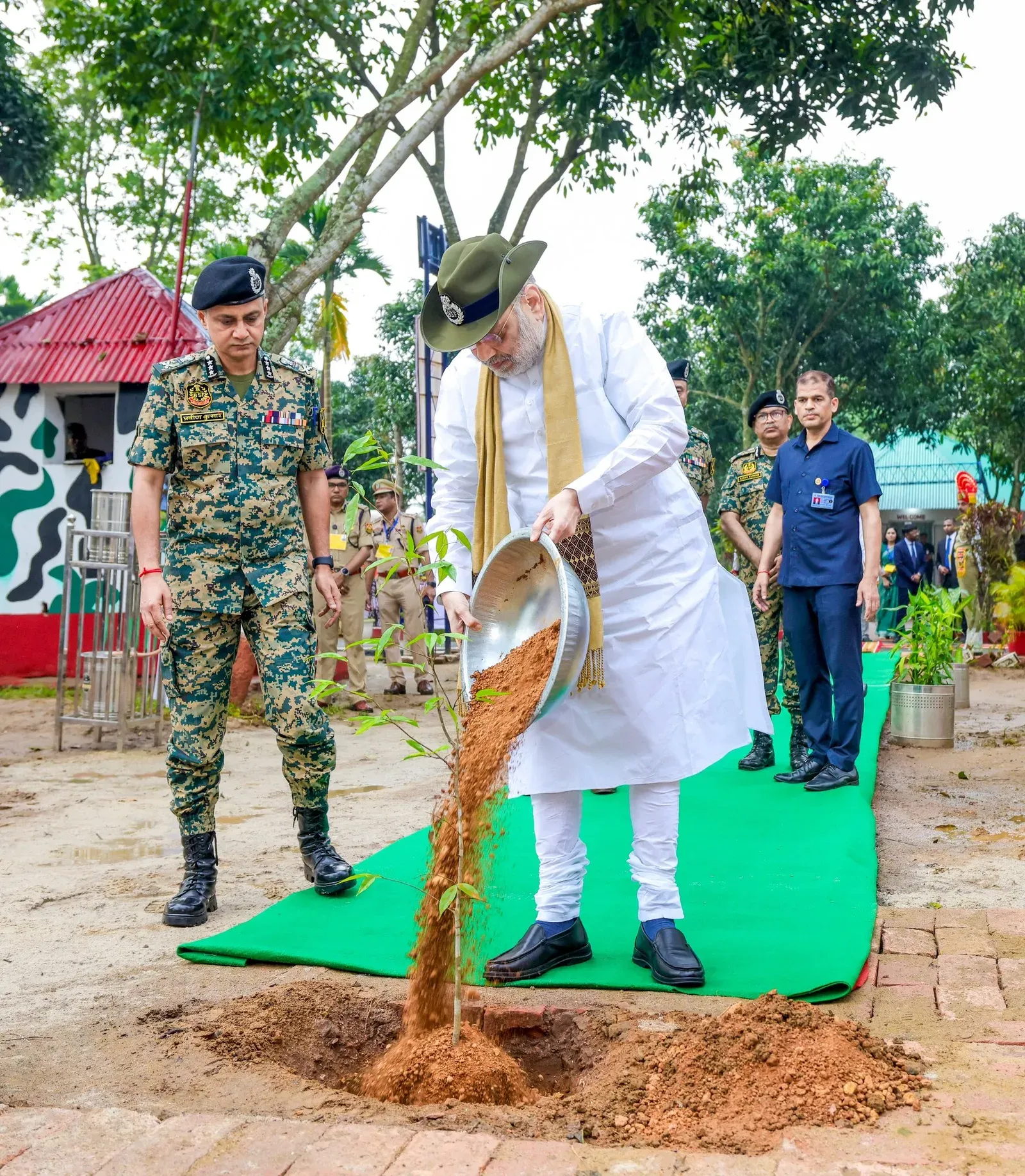Amit Shah Plants Agarwood Sapling at Tripura Border Post