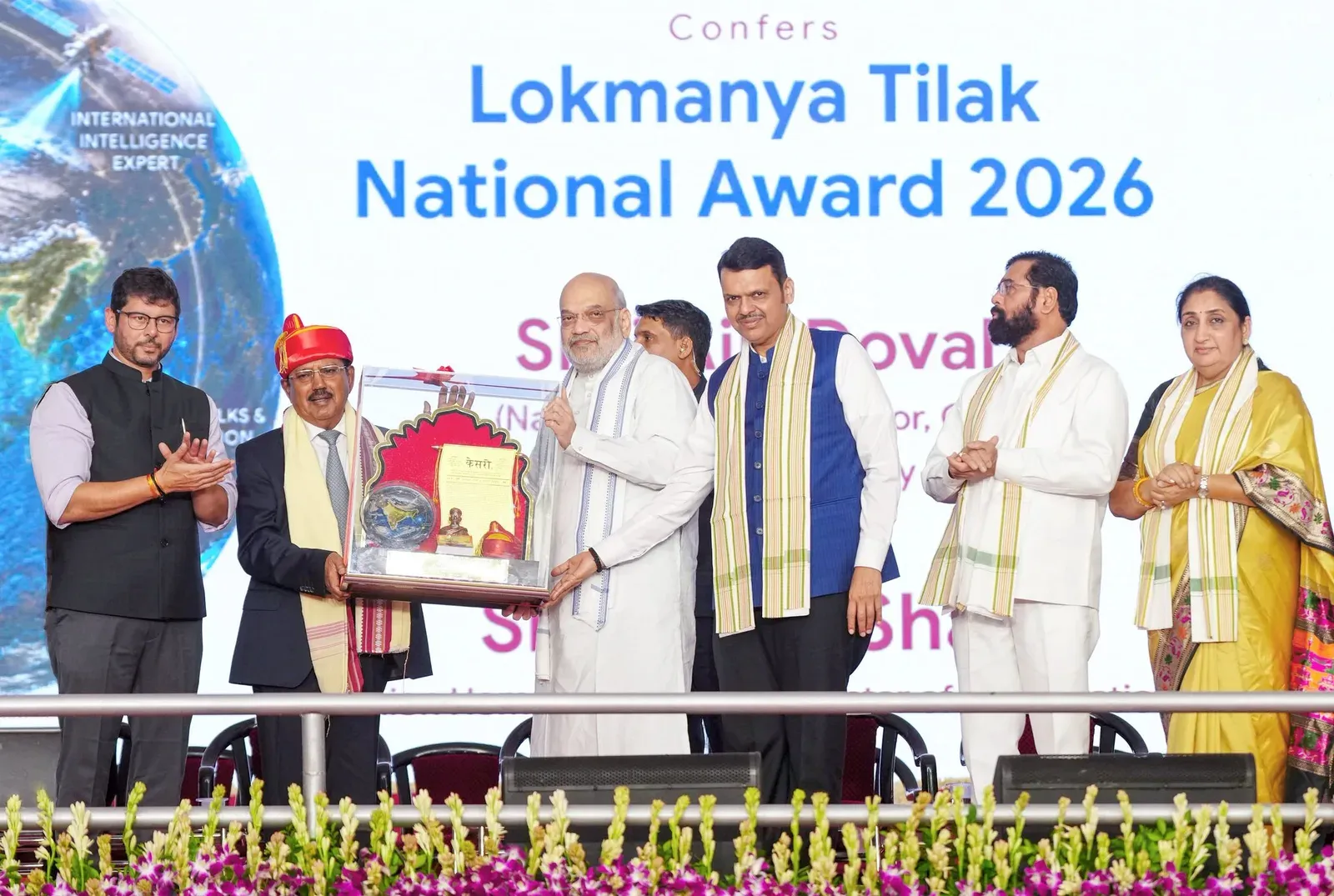 Amit Shah presents Lokmanya Tilak National Award 2026 to NSA Doval in Pune