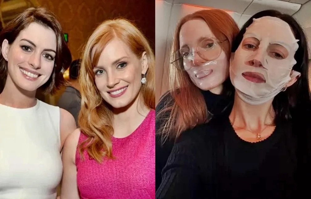 Anne Hathaway and Jessica Chastain Enjoy Spa Treatment Mid-Flight