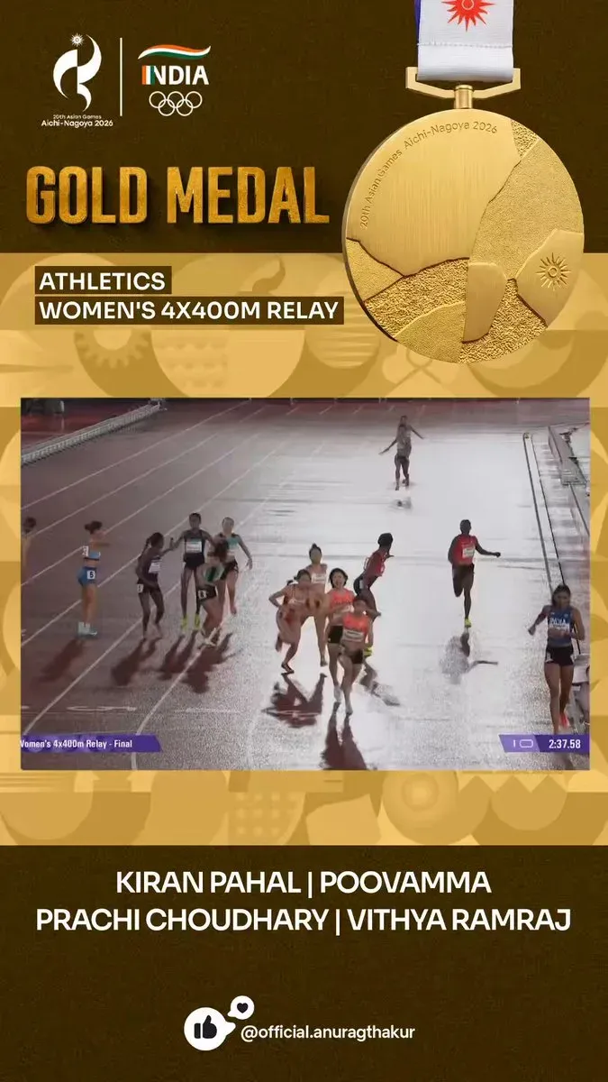 Anurag Thakur Hails India's Gold in Women's 4x400m Relay