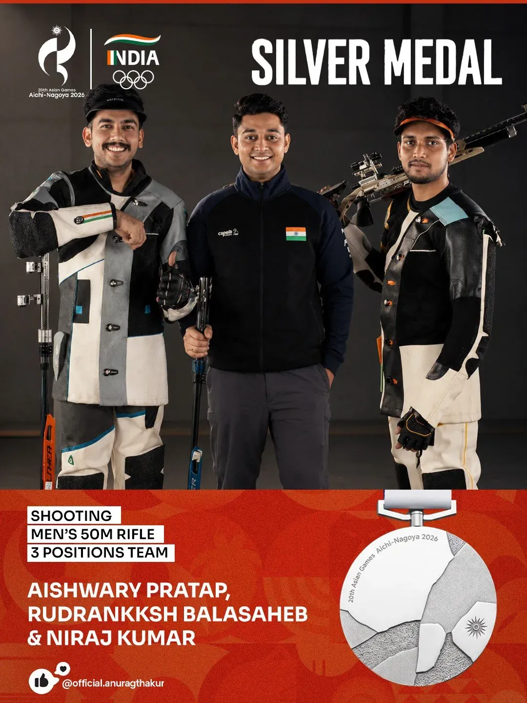 Anurag Thakur Hails Shooters' Silver in Asian Games 2026