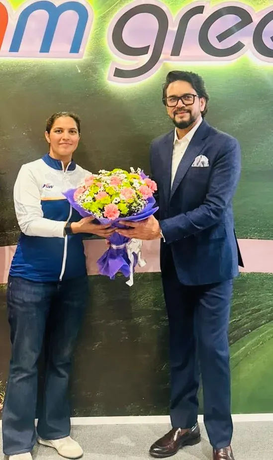 Anurag Thakur Meets Army Shooter Neeru Dhanda, Hails 3 Asian Games Medals