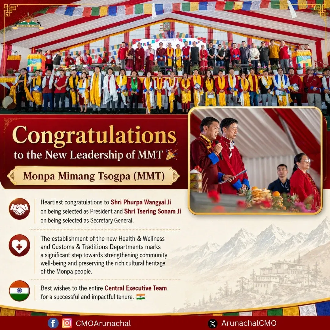 Arunachal CMO Congratulates New MMT Leadership
