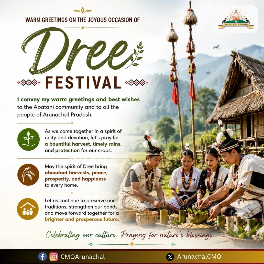 Arunachal CMO Greets Apatani Community on Dree Festival
