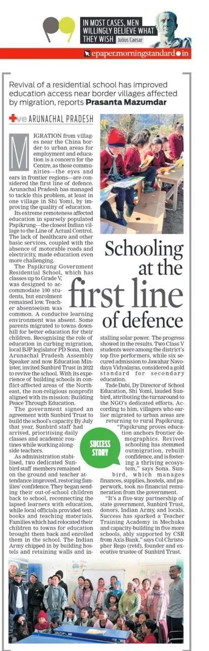 Arunachal CMO highlights frontier schools as first line of defence