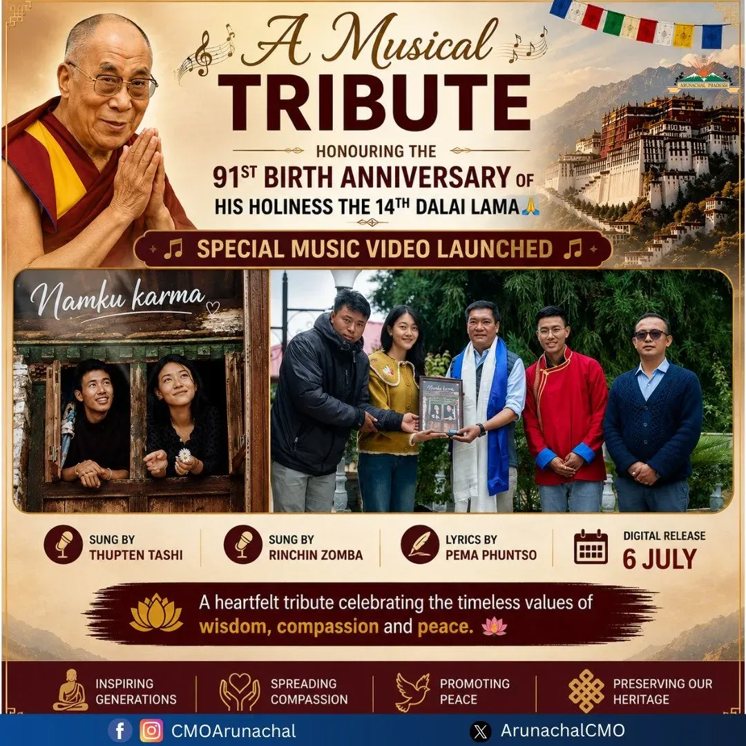 Arunachal CMO launches music video for Dalai Lama's 91st birthday