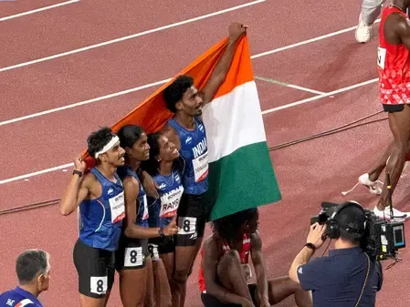 एशियन गेम्स 2026: भारत ने मिक्स्ड 4x400 मीटर रिले में 3:14.46 से जीता सिल्वर, बहरीन ने तोड़ा गेम्स रिकॉर्ड
