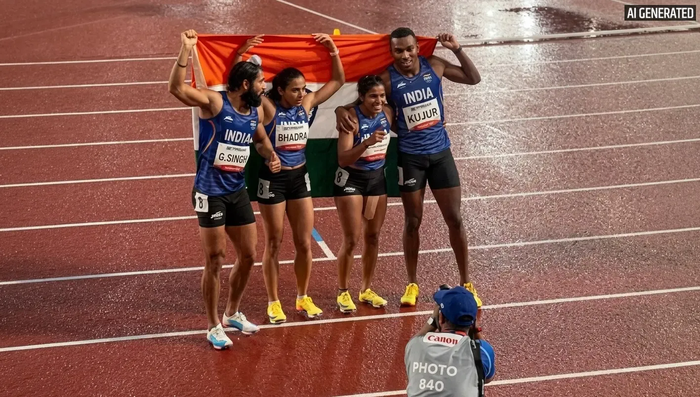 एशियन गेम्स 2026: मिक्स्ड 4x100 मीटर रिले में भारत का ब्रॉन्ज और नेशनल रिकॉर्ड 41.06 सेकंड