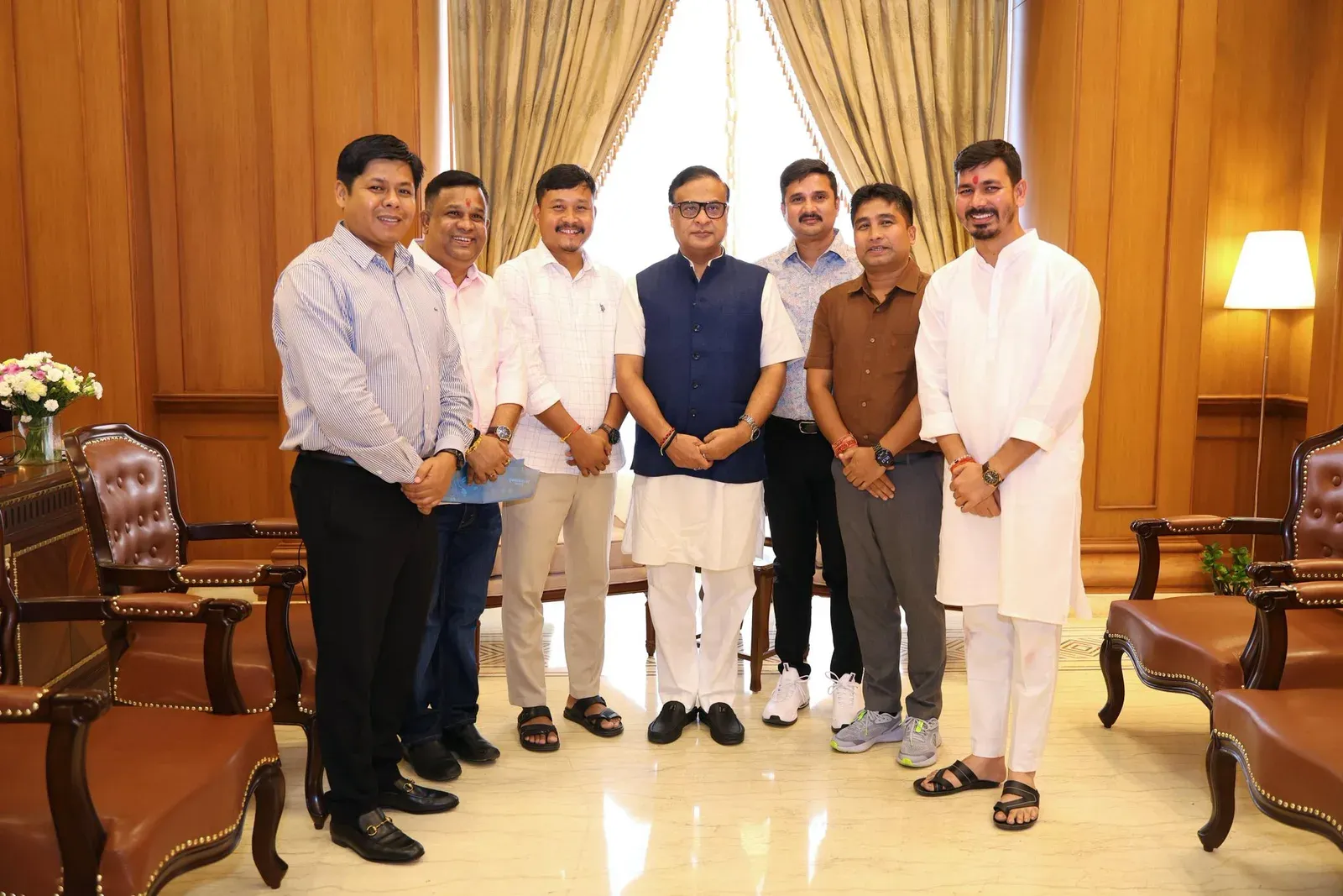 Assam CM Himanta Biswa Sarma meets BJP MLAs at residence