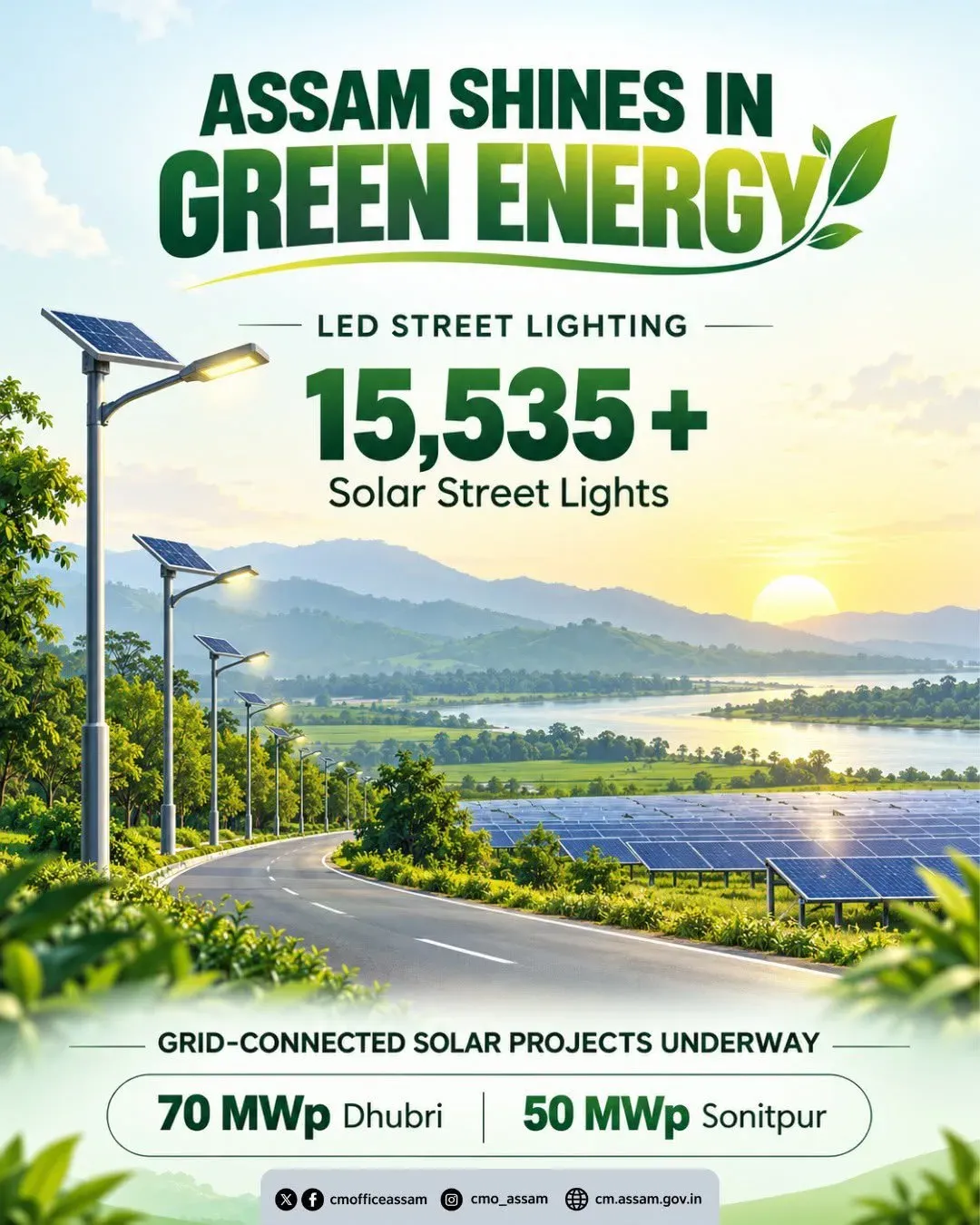 Assam CM Office flags 15,535+ solar LEDs, two big grid projects