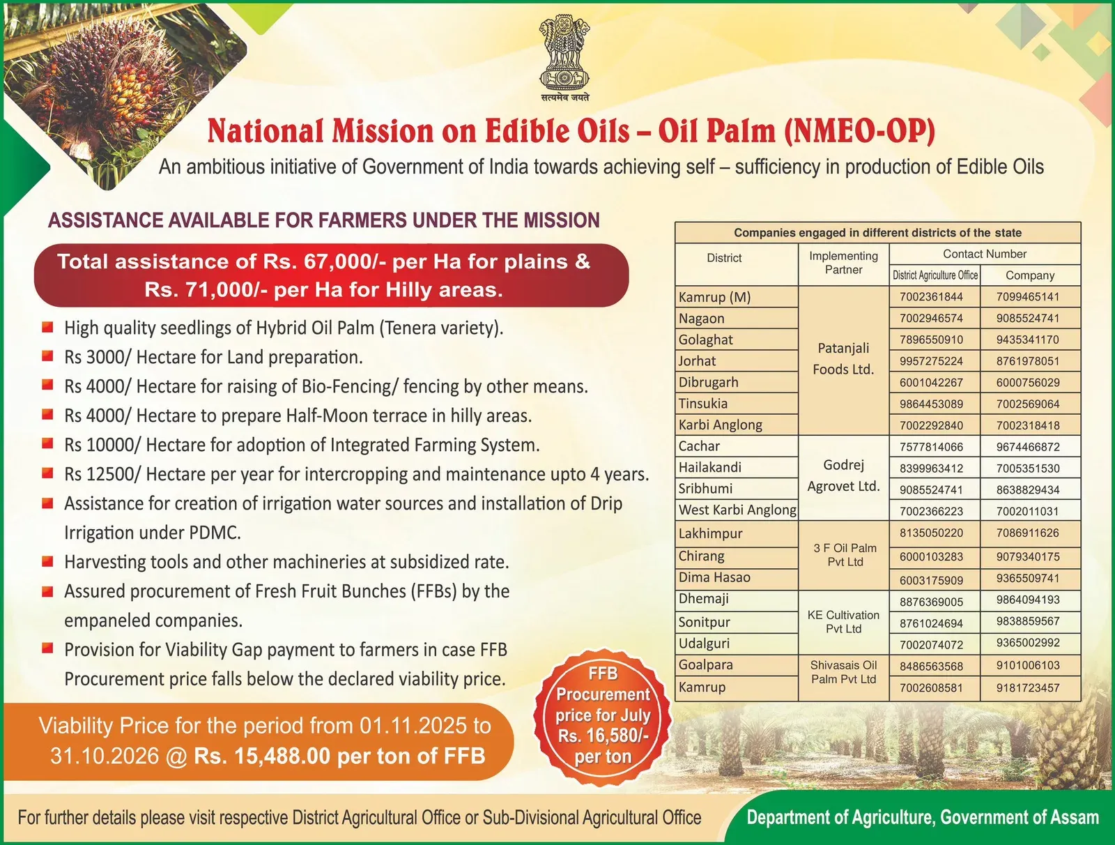 Assam CM Office: NMEO-OP gives farmers ₹71,000/ha aid