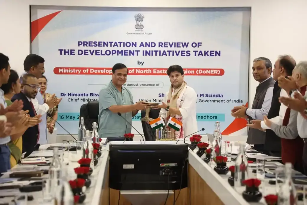 How did Assam CM and Union Minister Scindia aim to enhance the state's growth?
