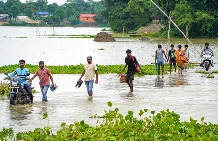 Assam floods hit 22,000 people across 6 districts; rail bridge partly collapses
