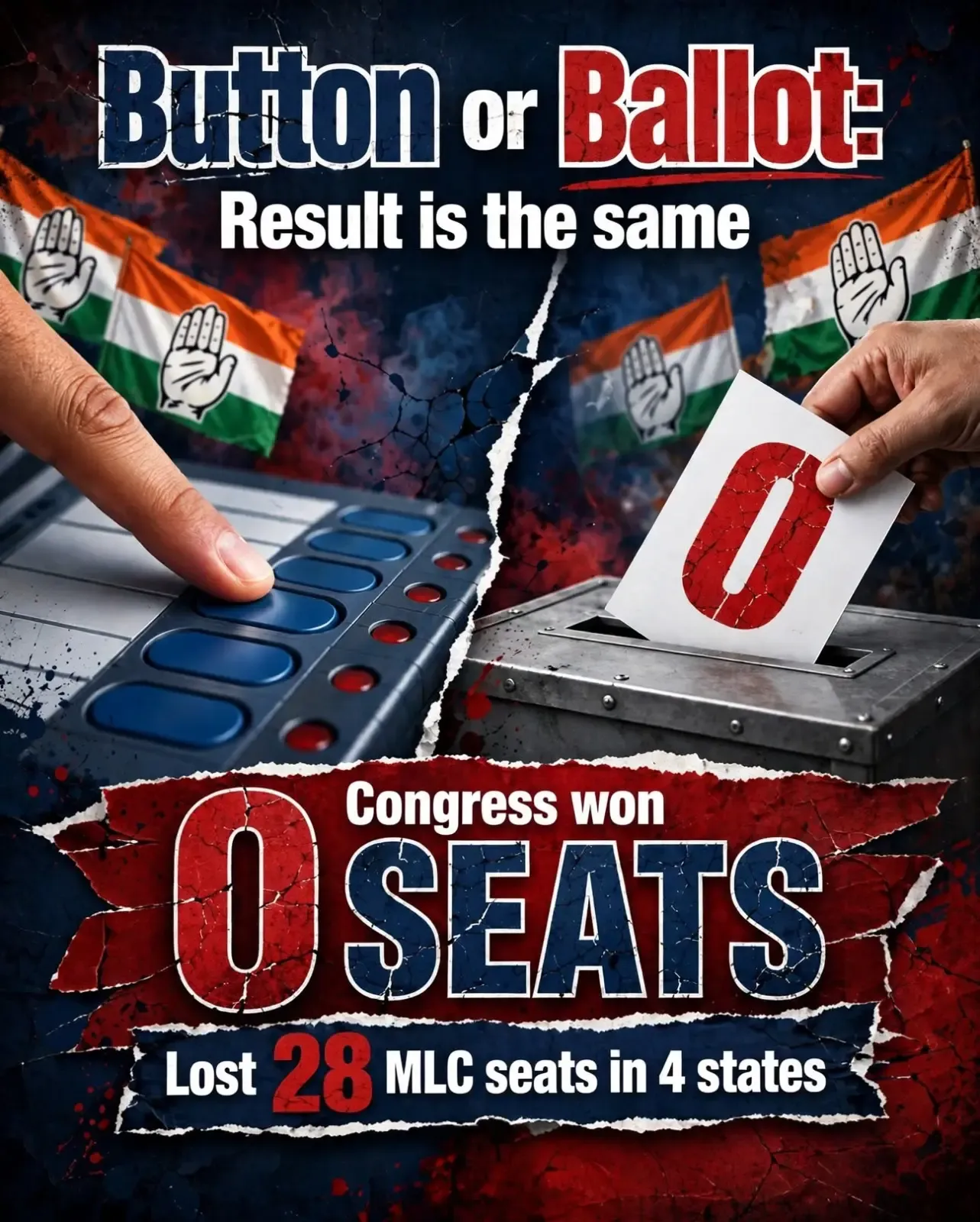 Congress wins zero of 28 MLC seats on ballot papers, BJP turns EVM argument around