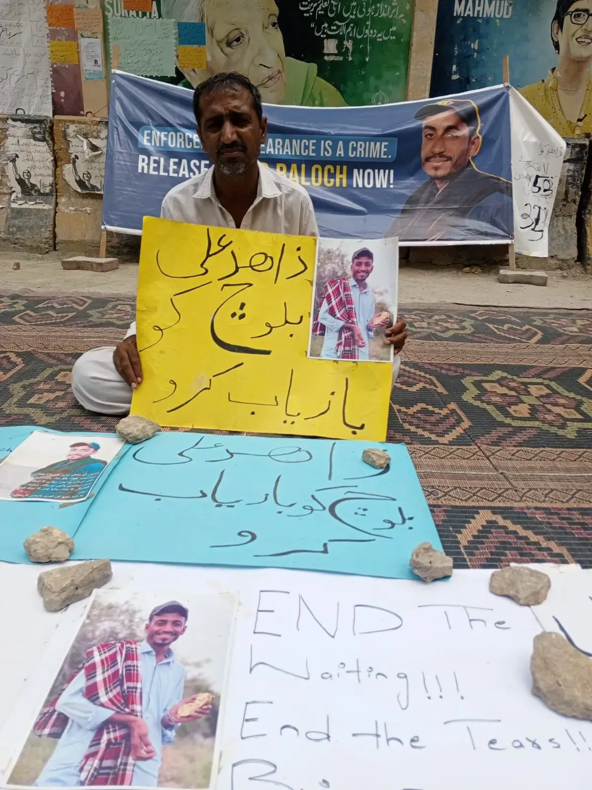 Why is a Baloch family protesting for 34 days over their son's enforced disappearance by Pakistani forces?