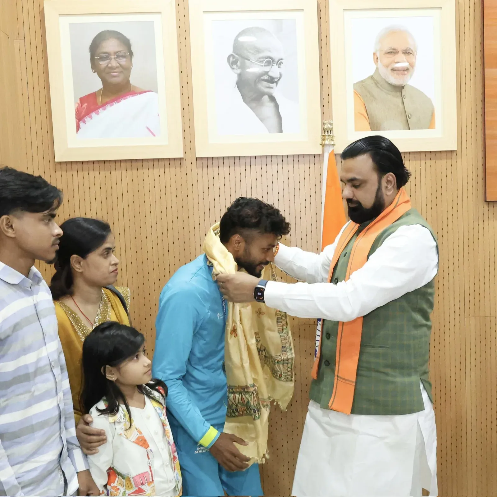 Bihar CM Samrat Choudhary hands Rs 9 lakh to junior Asian medallist