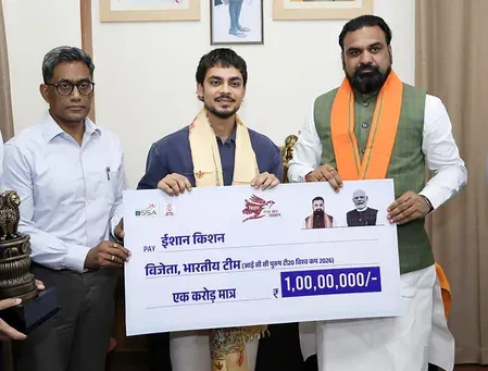 Ishan Kishan gets ₹1 crore reward from Bihar CM for T20 WC triumph