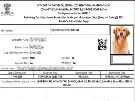 बिहार में भर्ती परीक्षा के एडमिट कार्ड पर कुत्ते की तस्वीर का चौंकाने वाला मामला