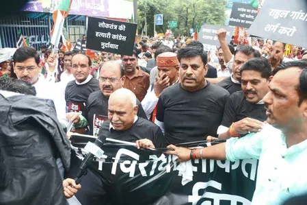 BJP besieges MP Congress HQ over Rahul Gandhi's Delhi sit-in on NEET row