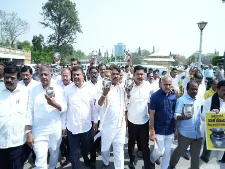 BJP Protests Karnataka Budget, Claims It's an 'Empty Pot'