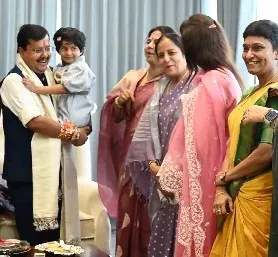 BJP Mahila Morcha ties rakhi to party chief Nitin Nabin on Raksha Bandhan