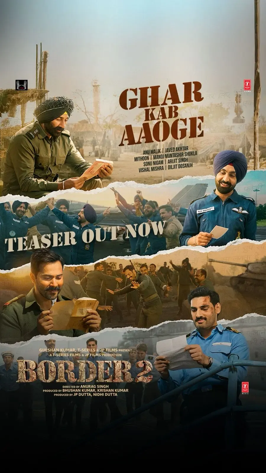 What Does Border 2's Teaser of 'Ghar Kab Aaoge' Reveal about Sonu Nigam, Arijit Singh, and Diljit Dosanjh?