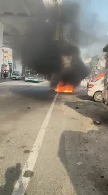 Car fire near Bhajanpura Metro Station, Delhi; driver escapes unhurt
