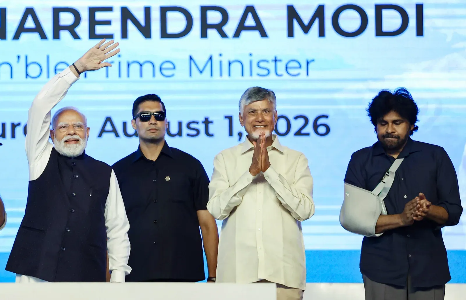 Chandrababu, Pawan Kalyan back PM Modi at Bhogapuram airport launch