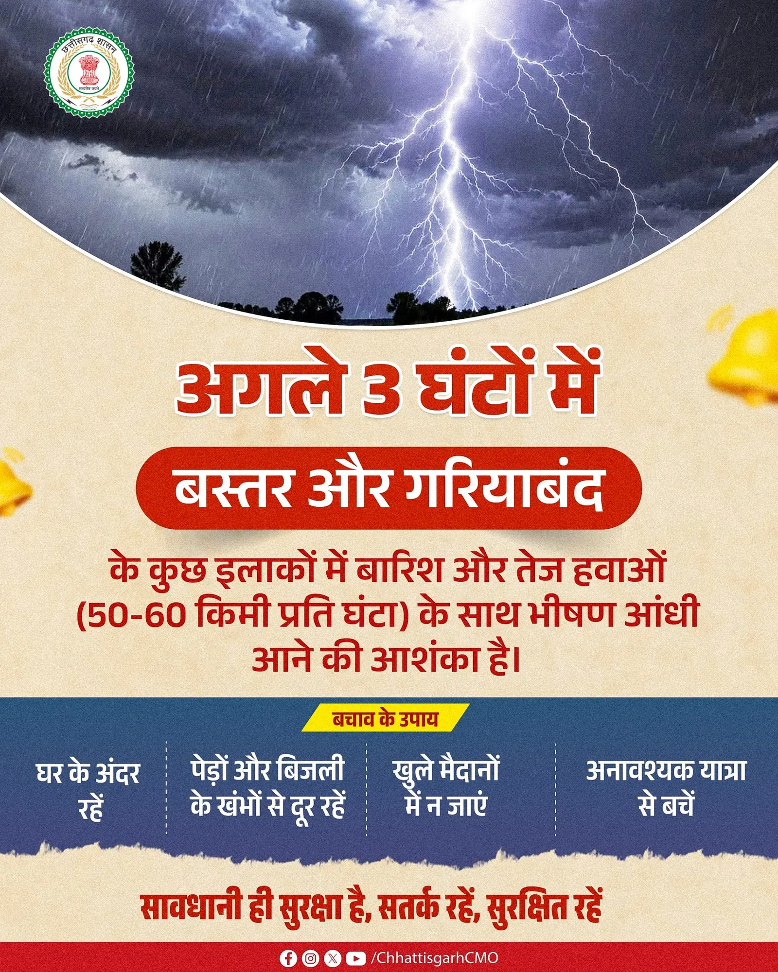 Chhattisgarh CMO Issues Storm Alert for Bastar, Gariaband