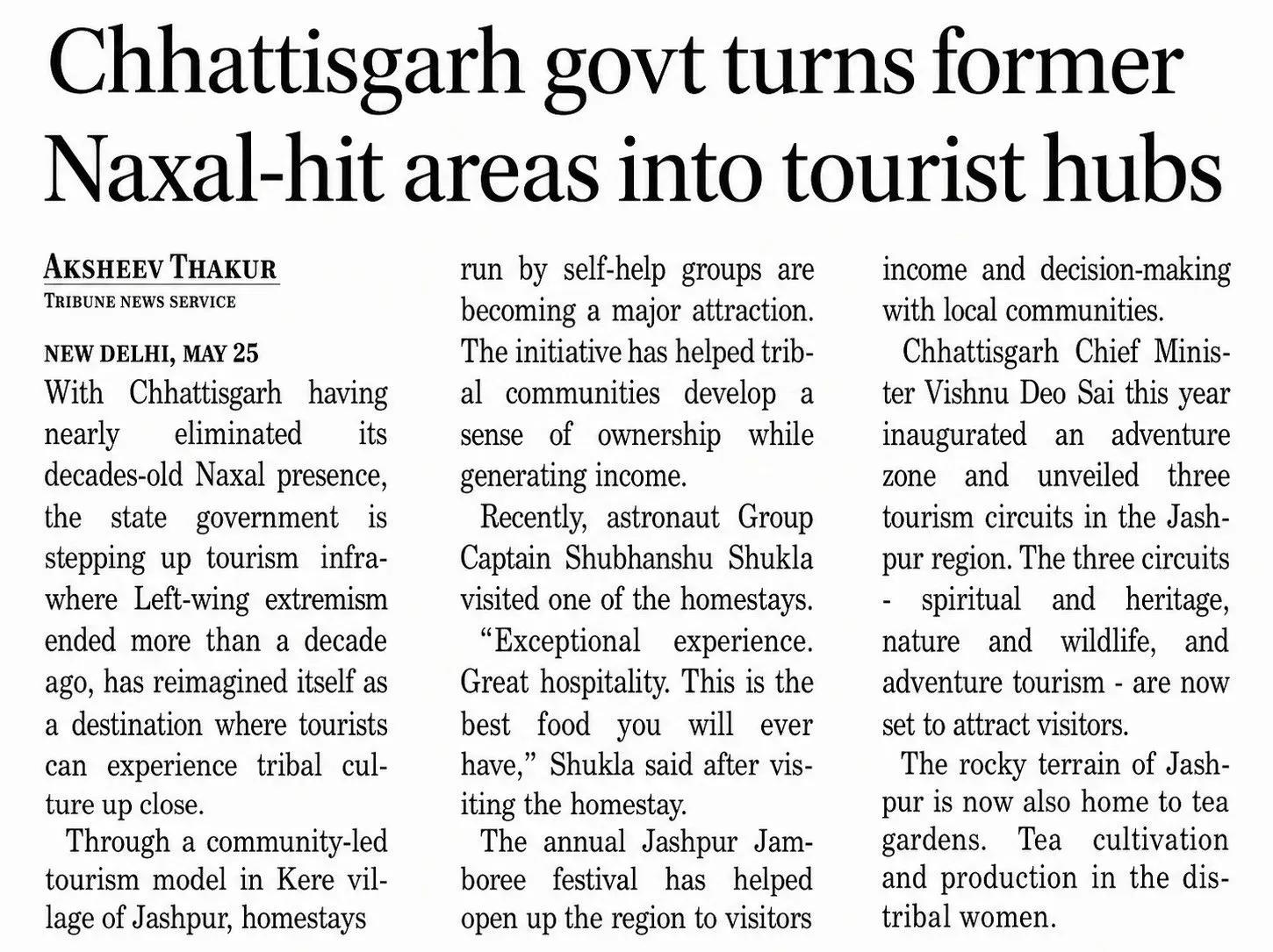 Chhattisgarh CMO: Tourism Bridges Development, Cultural Pride