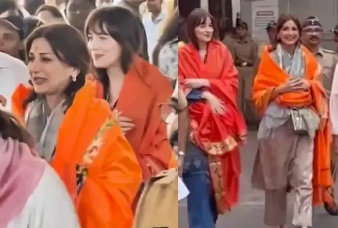 Dakota Johnson Visits Siddhivinayak Temple with Chris Martin and Sonali Bendre