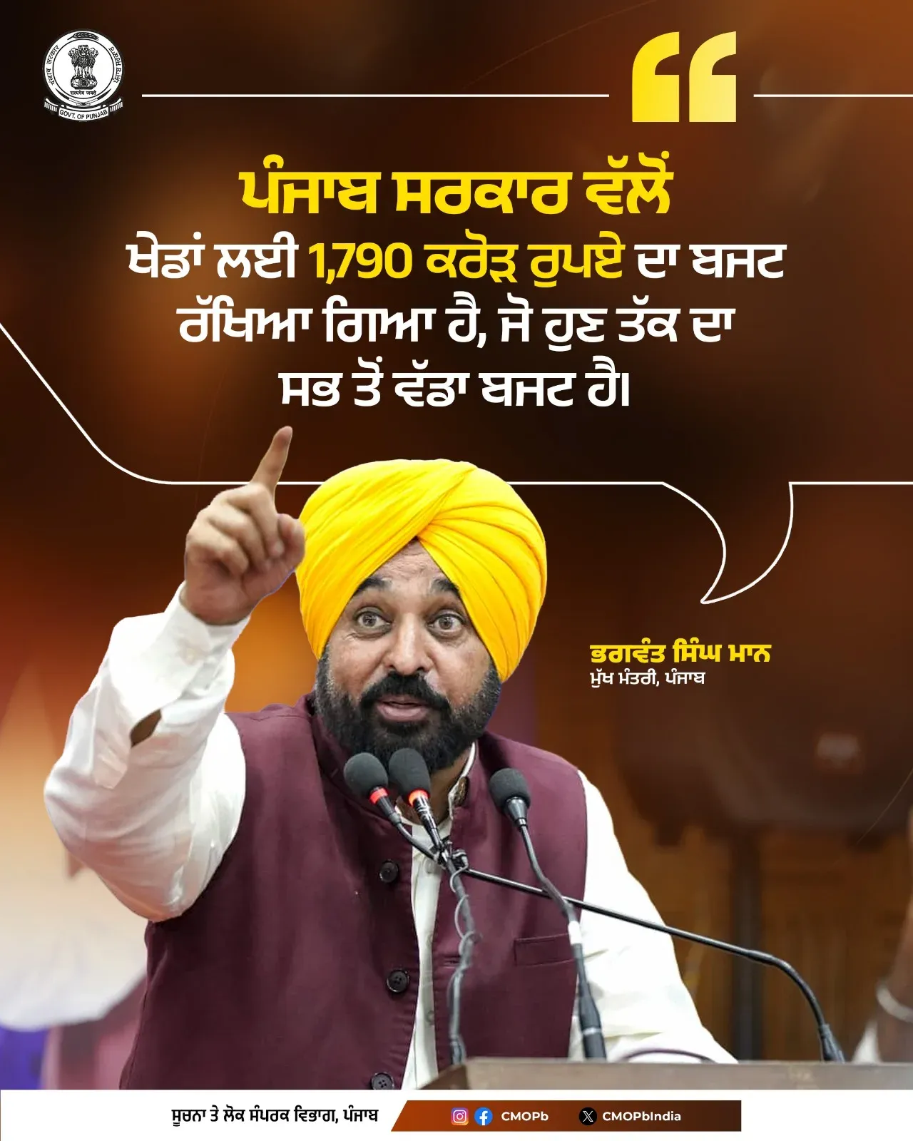 CM Bhagwant Mann Honours Athletes with Maharaja Ranjit Singh Award