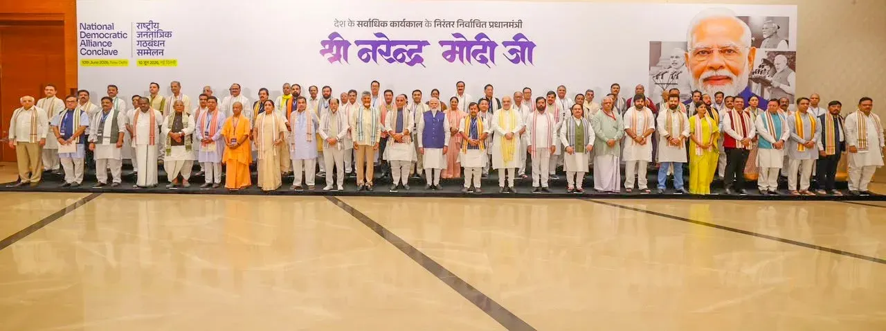 CM Bhajan Lal attends NDA conclave, hails Modi's record PM tenure