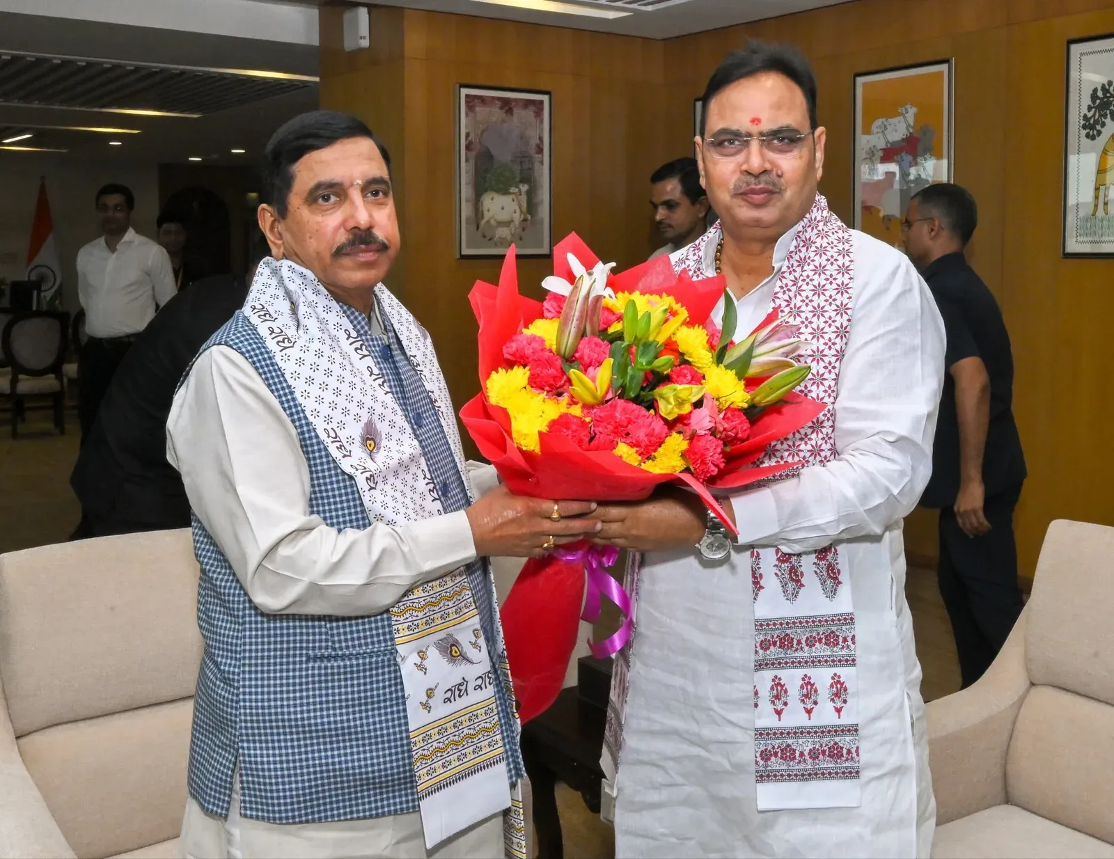 CM Bhajan Lal meets Union Minister Pralhad Joshi in Delhi