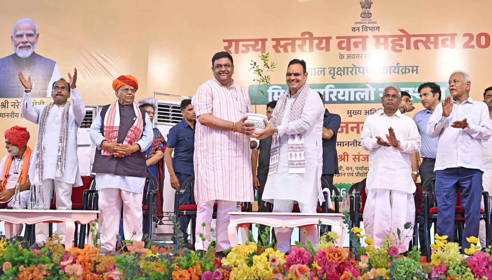 CM Bhajan Lal plants green pledge at Udaipur Van Mahotsav