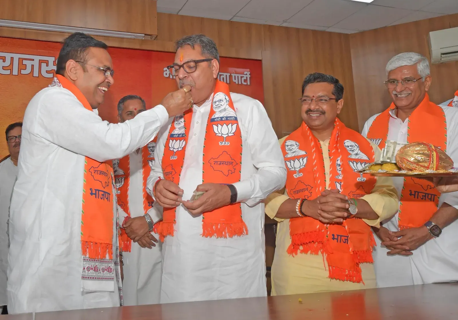 CM Bhajan Lal Sharma meets BJP Rajya Sabha candidates before nomination