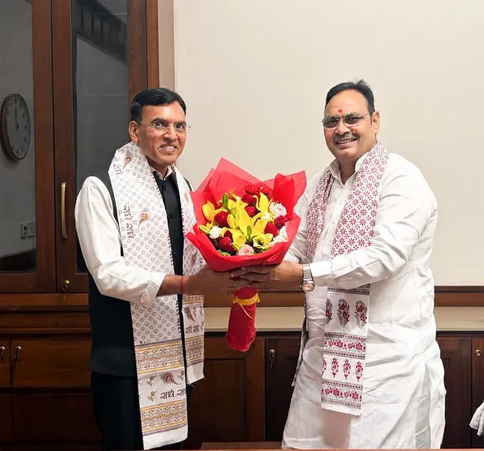 CM Bhajanlal meets Union Sports Minister Mandaviya in Delhi