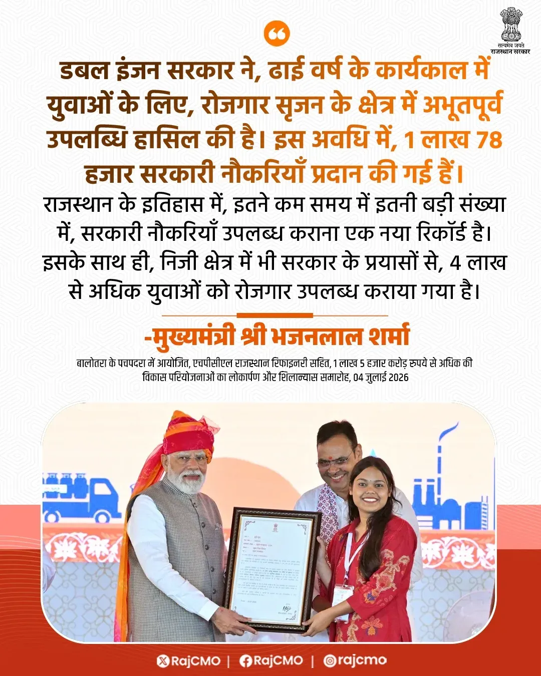CM Bhajanlal: Rajasthan govt gave 1.78 lakh govt jobs in 2.5 yrs