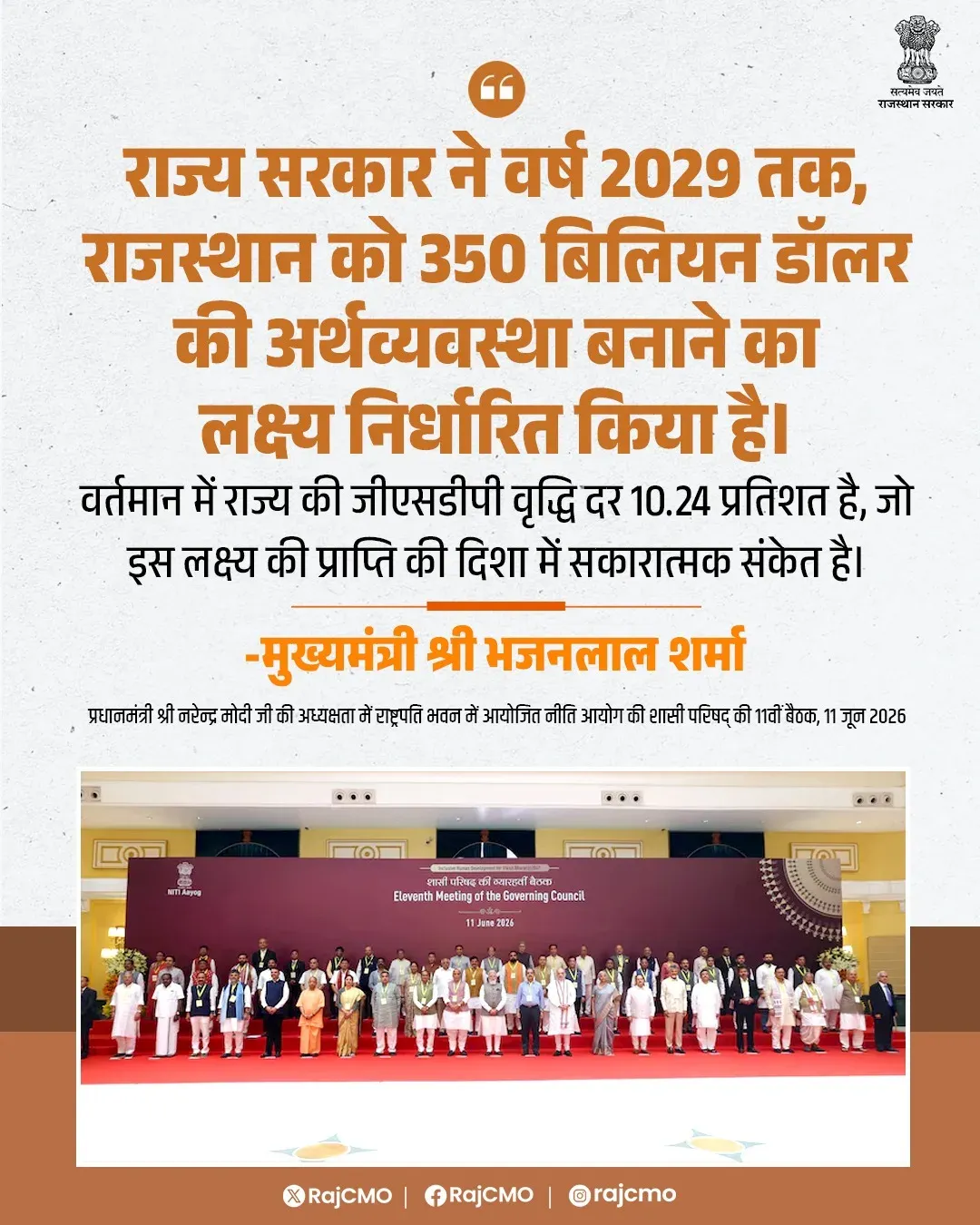 CM Bhajanlal Sets $350 Billion Economy Target for Rajasthan by 2029