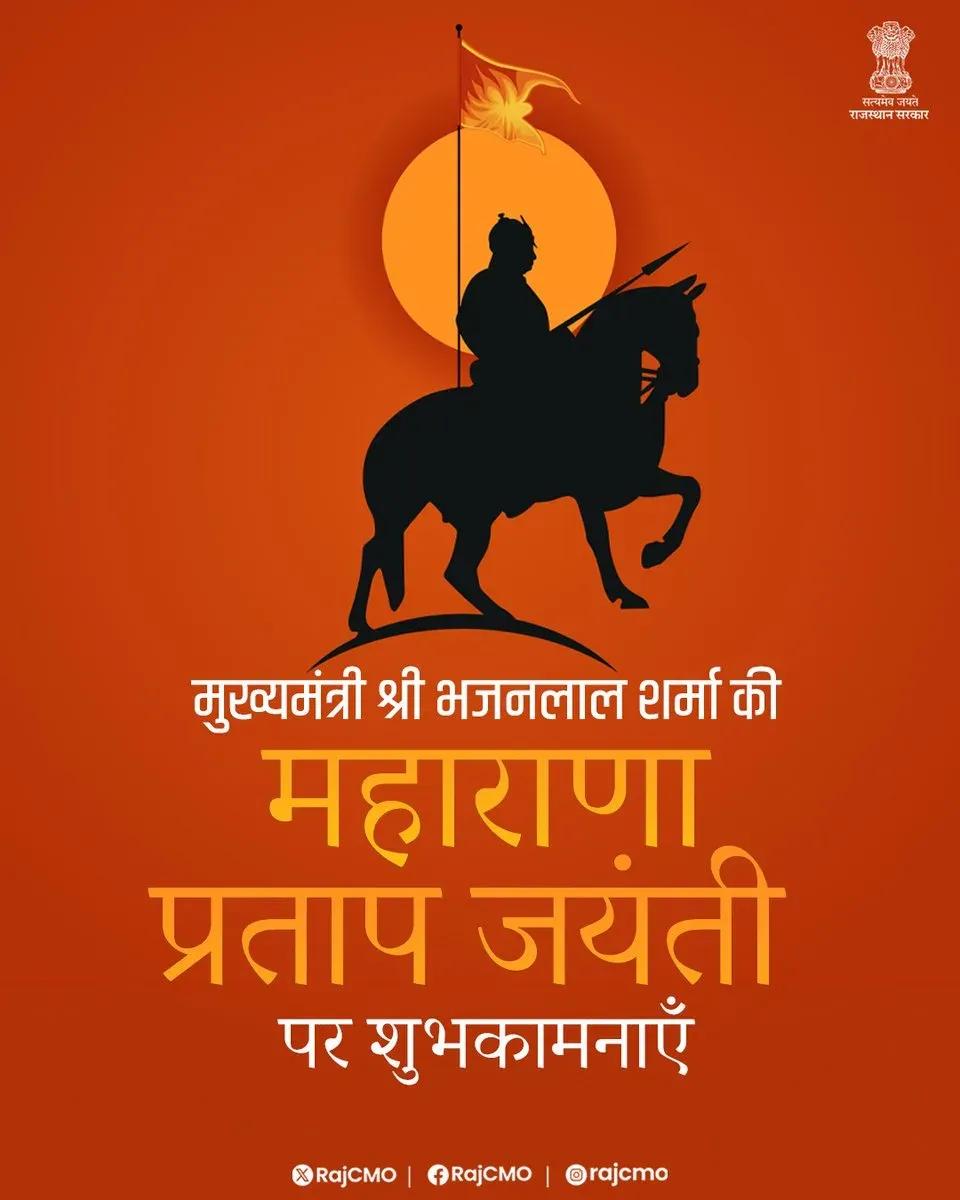 CM Bhajanlal Sharma Greets Rajasthan on Maharana Pratap Jayanti