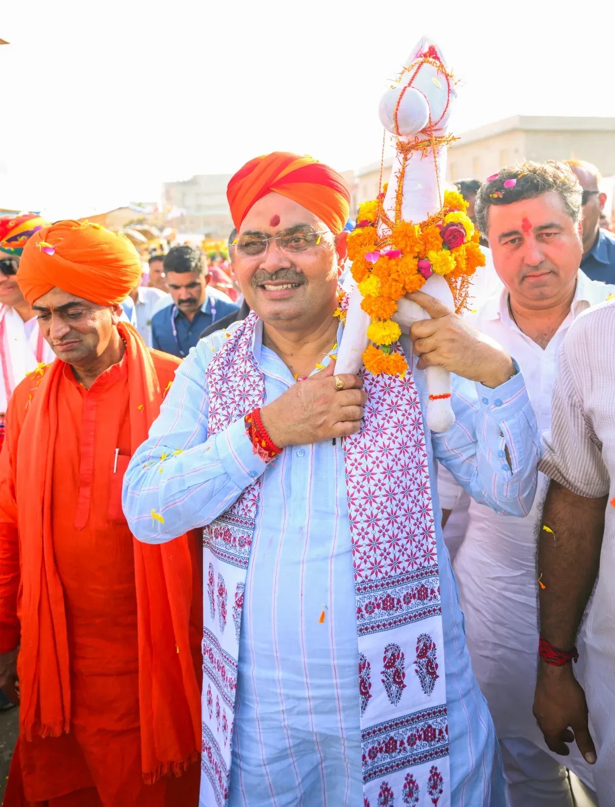CM Bhajanlal Sharma Visits Ramdevra, Walks to Temple with Holy Flag