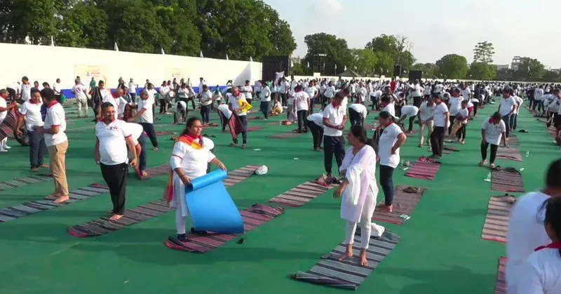 CM Bhupendra Patel Attends Yoga Day Event in Mansa, Gandhinagar