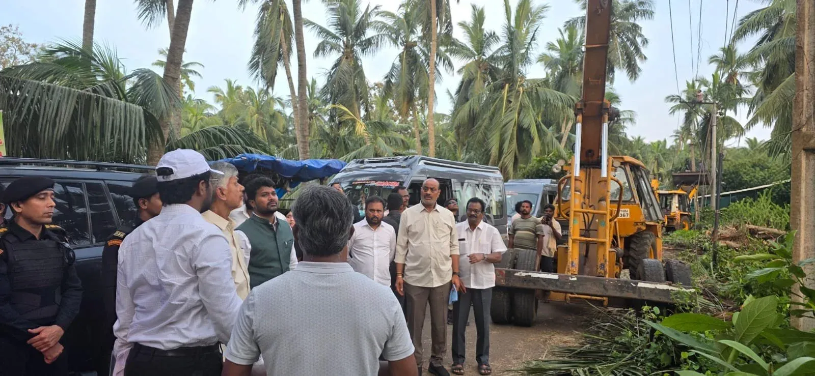 CM Chandrababu inspects Cyclone Arnab power restoration in Konaseema