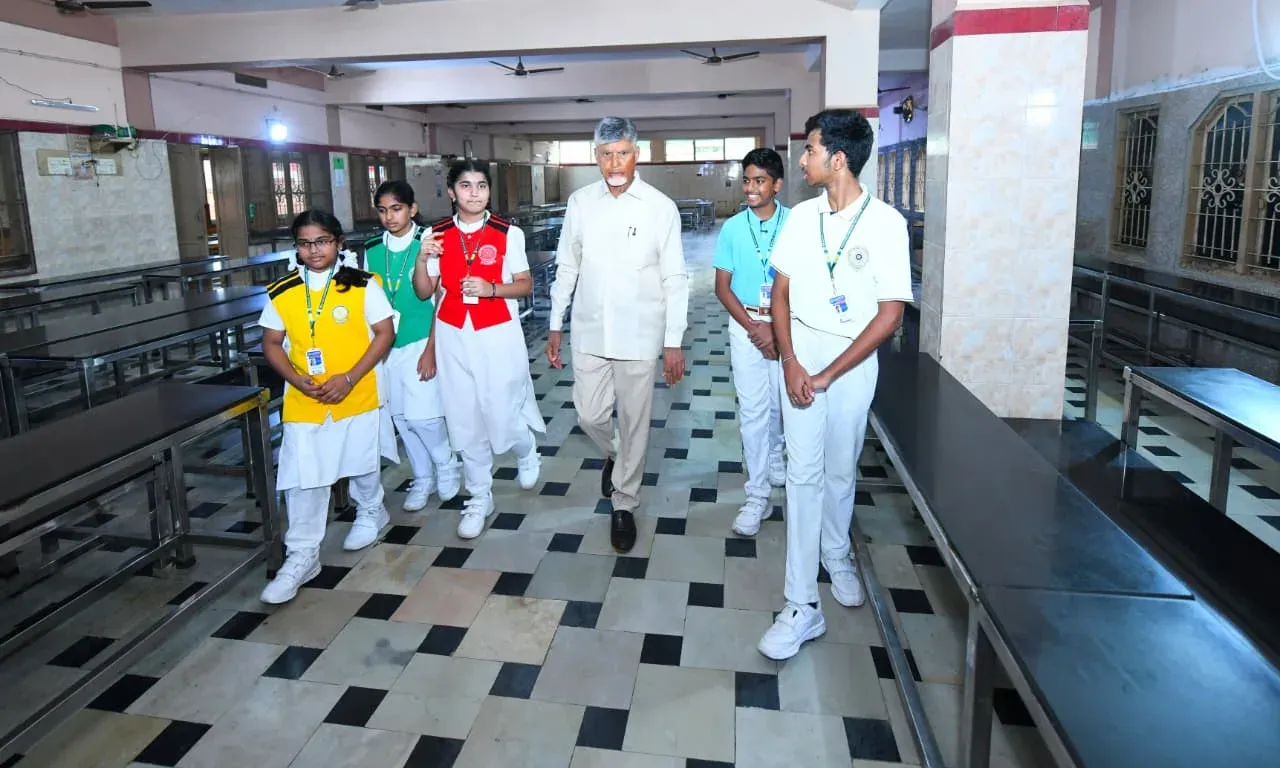 CM Chandrababu Inspects Waste Management at Gudivada School